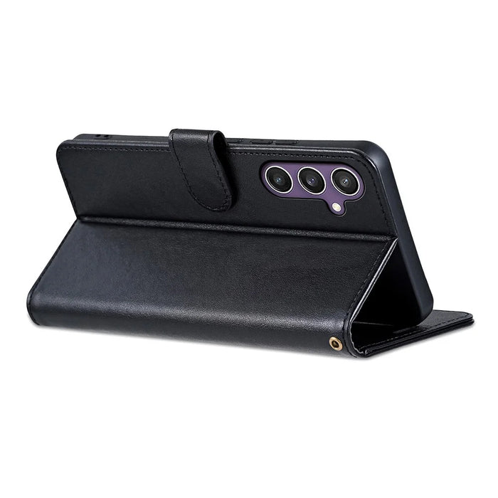 AZNS For Samsung Galaxy S24+ Case Anti-Scratch PU Leather Stand Wallet Phone Cover - Black - 4