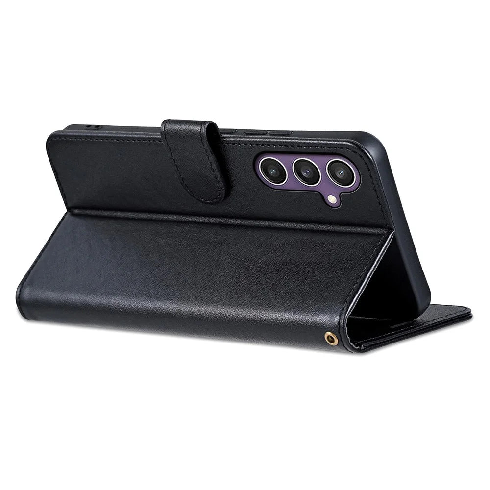 AZNS For Samsung Galaxy A55 5G Case Anti-Scratch PU Leather Stand Wallet Phone Cover - Black - 4