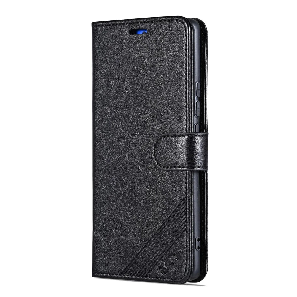 AZNS For Samsung Galaxy A55 5G Case Anti-Scratch PU Leather Stand Wallet Phone Cover - Black - 7