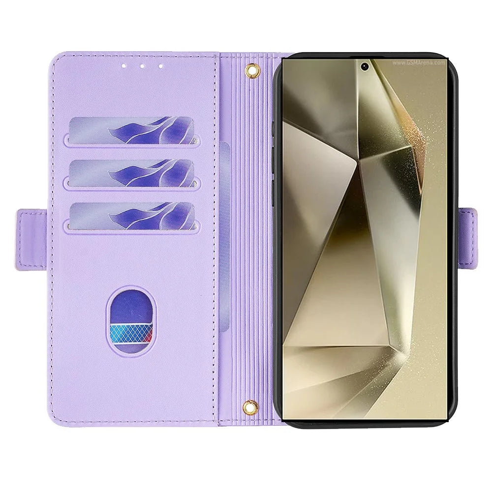 For Samsung Galaxy S23 Ultra Leather Wallet Case RFID Blocking Stand Cover with Hand Strap - Purple - 2