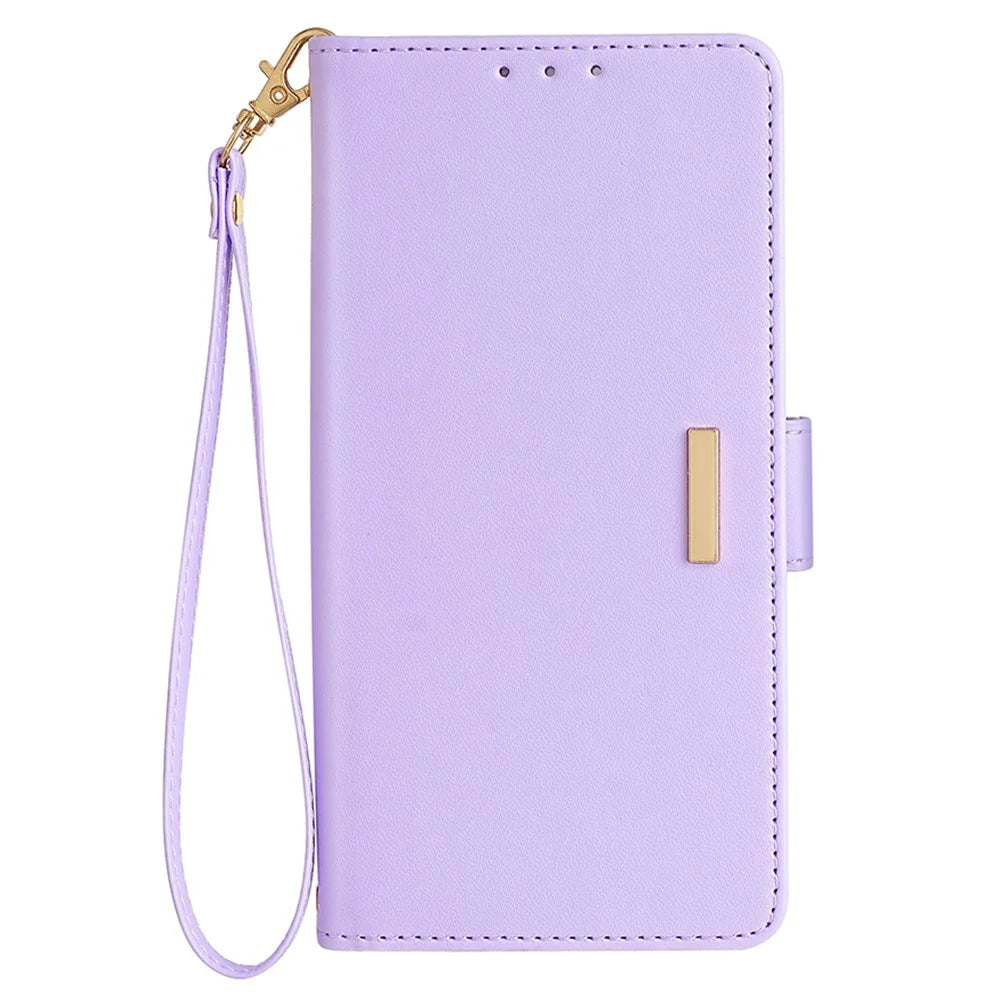 For Samsung Galaxy S23 Ultra Leather Wallet Case RFID Blocking Stand Cover with Hand Strap - Purple - 6