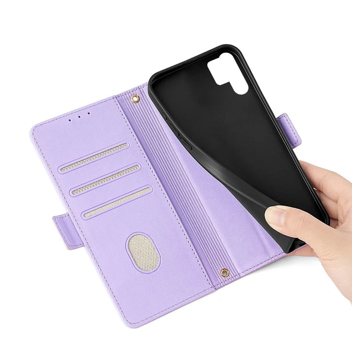 For Samsung Galaxy S24 Ultra Leather Wallet Case RFID Blocking Stand Cover with Hand Strap - Purple - 5