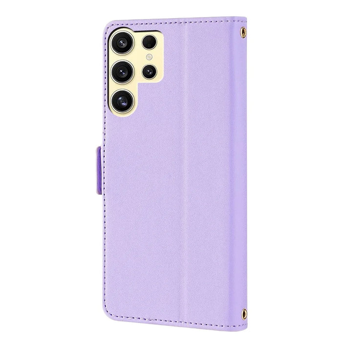 For Samsung Galaxy S24 Ultra Leather Wallet Case RFID Blocking Stand Cover with Hand Strap - Purple - 7