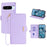 For Google Pixel 8 Pro Leather Wallet Case RFID Blocking Stand Cover with Hand Strap - Purple - 1