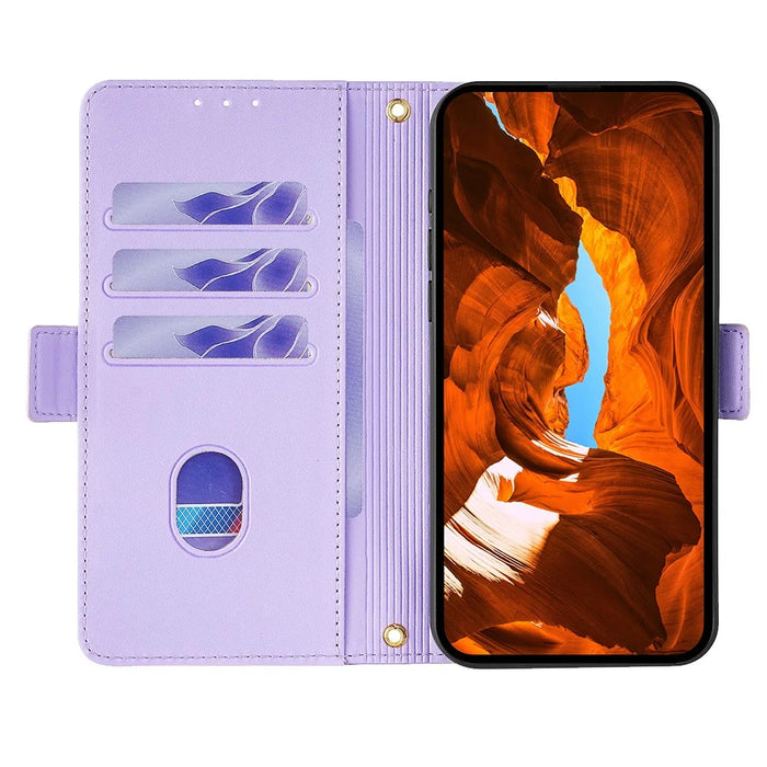 For Google Pixel 8 Pro Leather Wallet Case RFID Blocking Stand Cover with Hand Strap - Purple - 2