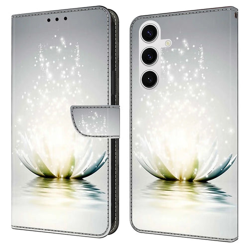 For Samsung Galaxy S24 FE Case 3D Pattern PU Leather Wallet Phone Cover with Stand - Lotus - 1
