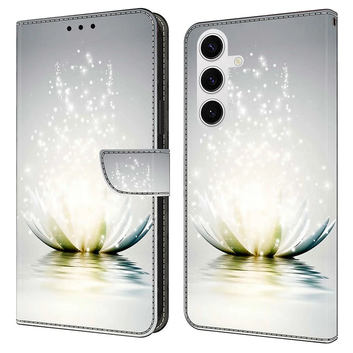 For Samsung Galaxy S25 Case 3D Pattern PU Leather Wallet Phone Cover with Stand - Lotus - 1