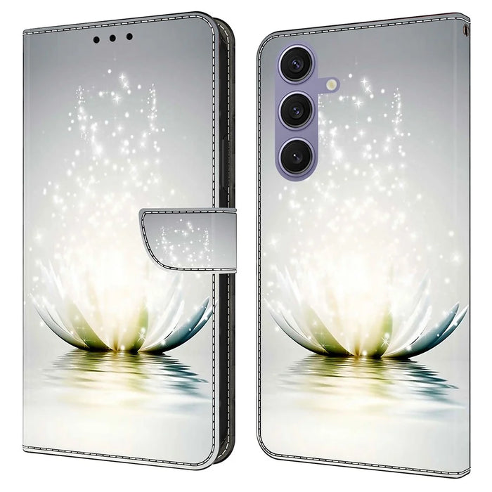 For Samsung Galaxy S25+ Case 3D Pattern PU Leather Wallet Phone Cover with Stand - Lotus - 1