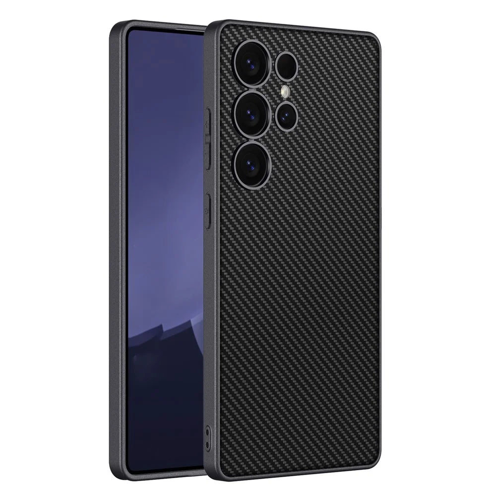 GKK For Samsung Galaxy S25 Ultra Case PU+TPU+PC Anti-Drop PC Phone Cover - Carbon Fiber Texture - 1