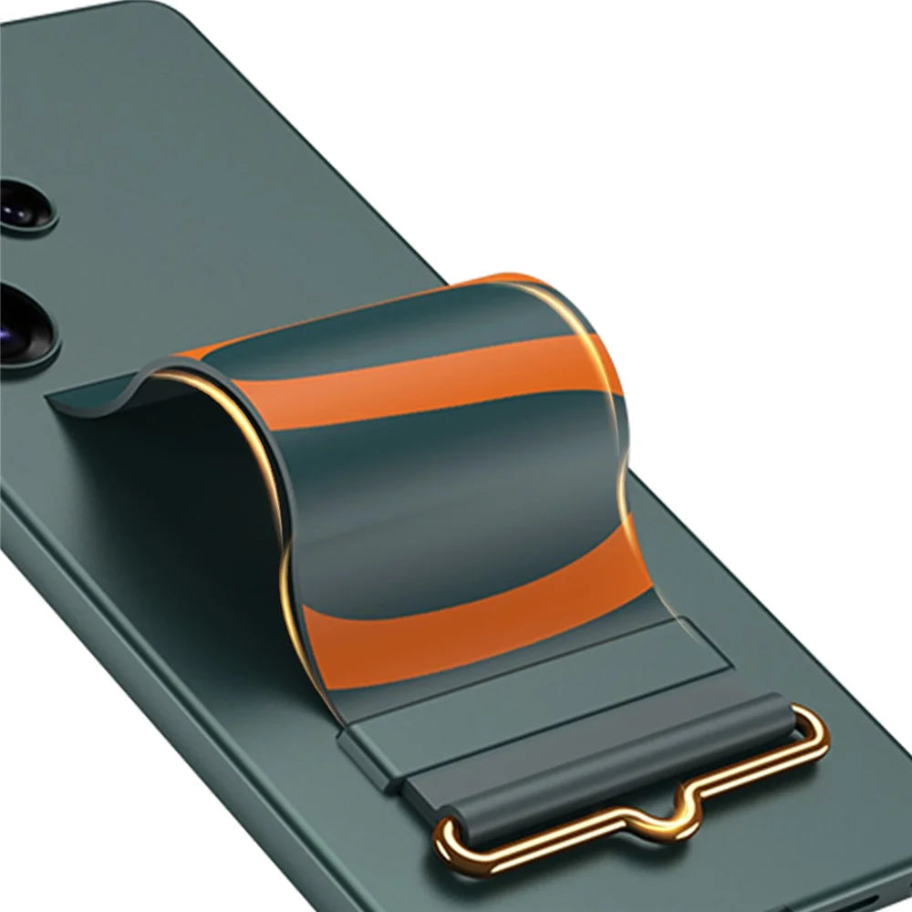 GKK For Samsung Galaxy S25 Ultra Case with Wristband Kickstand PU+Hard PC Protective Phone Cover - Black - 6