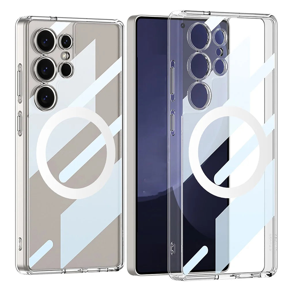 GKK For Samsung Galaxy S25 Ultra Magnetic Case TPU+PC Clear Phone Back Cover - Transparent - 1