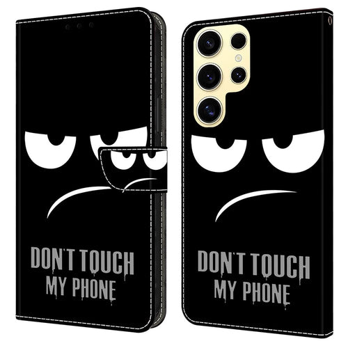 For Samsung Galaxy S25 Ultra Case Magnetic Clasp 3D Pattern Leather Wallet Phone Cover - Don't Touch My Phone - 1