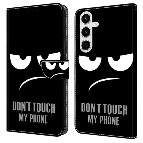 For Samsung Galaxy S25+ Case Magnetic Clasp 3D Pattern Leather Wallet Phone Cover - Don't Touch My Phone - 1