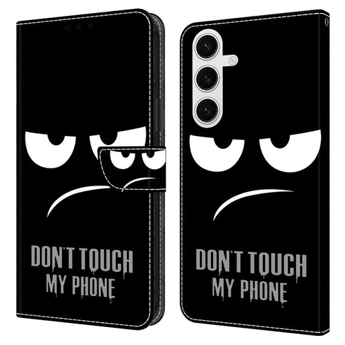 For Samsung Galaxy S24 FE Case Magnetic Clasp 3D Pattern Leather Wallet Phone Cover - Don't Touch My Phone - 1