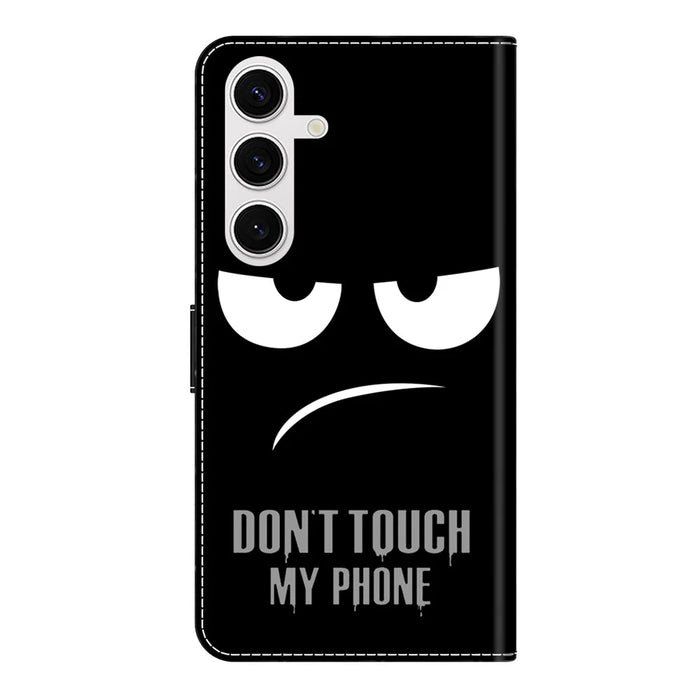 For Samsung Galaxy S24 FE Case Magnetic Clasp 3D Pattern Leather Wallet Phone Cover - Don't Touch My Phone - 6