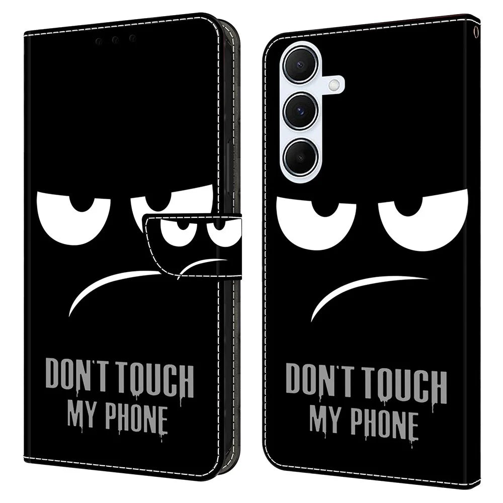 For Samsung Galaxy A36 5G / A56 5G Case Magnetic Clasp 3D Pattern Leather Wallet Phone Cover - Don't Touch My Phone - 1