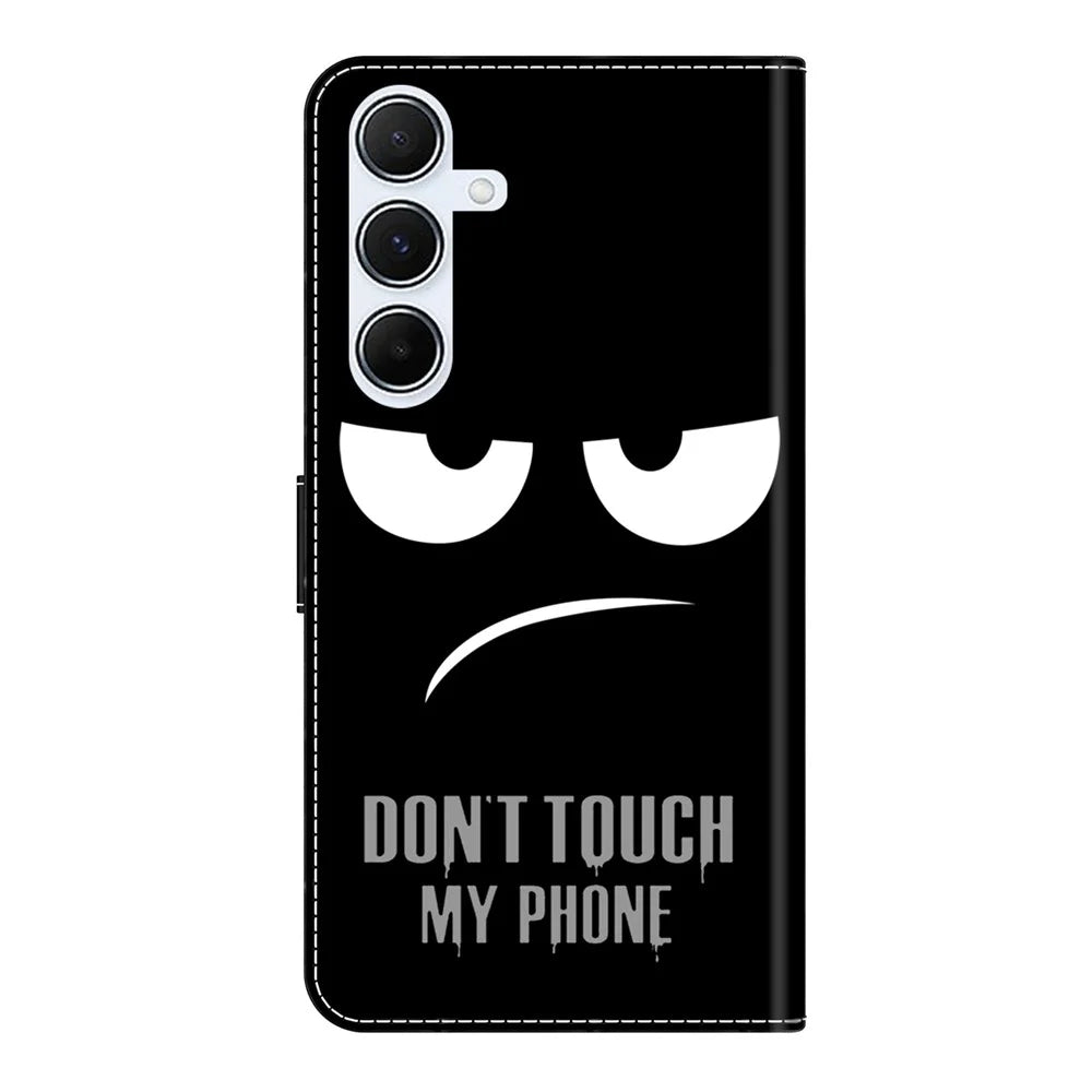 For Samsung Galaxy A16 5G  /  4G Case Magnetic Clasp 3D Pattern Leather Wallet Phone Cover - Don't Touch My Phone - 6