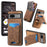 For Google Pixel 7a Case Imprinted Pattern Card Holder Kickstand Leather Back Cover - Brown - 1