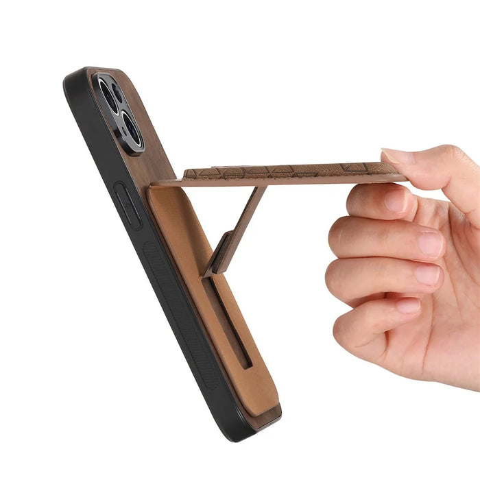For Google Pixel 7a Case Imprinted Pattern Card Holder Kickstand Leather Back Cover - Brown - 4