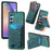 For Samsung Galaxy A54 5G Case Imprinted Pattern Card Holder Kickstand Leather Back Cover - Green - 1