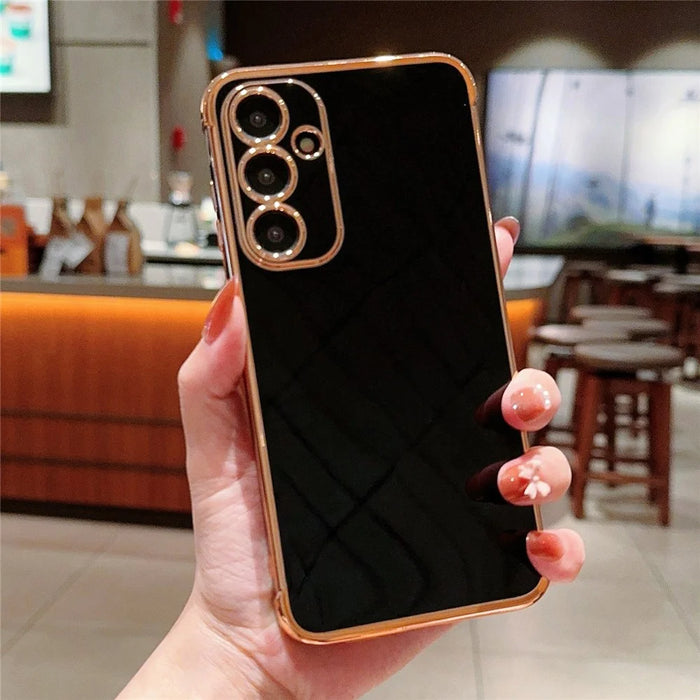 For Samsung Galaxy S25+ Case Electroplated Frame TPU Soft Phone Cover - Black - 1