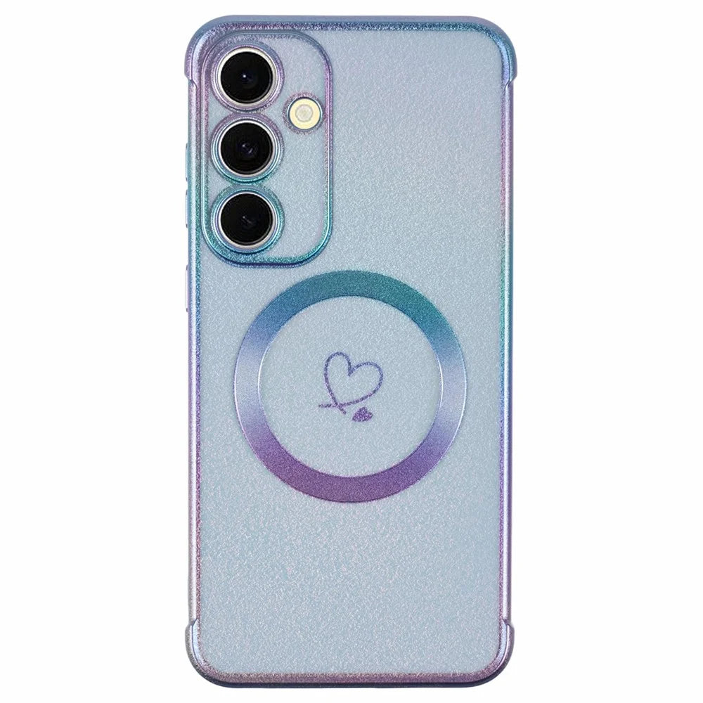 For Samsung Galaxy S25 Magnetic Case TPU Gradient Electroplated Phone Cover - Blue - 1