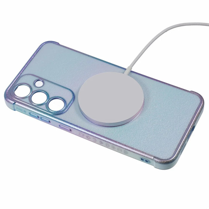 For Samsung Galaxy S25 Magnetic Case TPU Gradient Electroplated Phone Cover - Blue - 4
