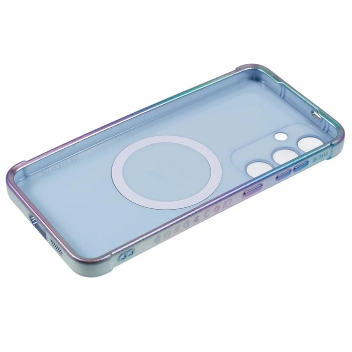 For Samsung Galaxy S25 Magnetic Case TPU Gradient Electroplated Phone Cover - Blue - 5