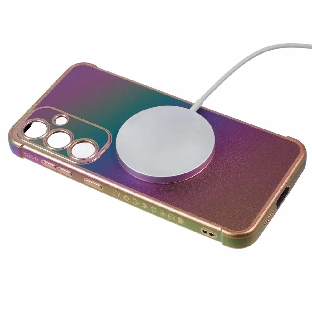 For Samsung Galaxy S25+ Magnetic Case TPU Gradient Electroplated Phone Cover - Colorful - 4