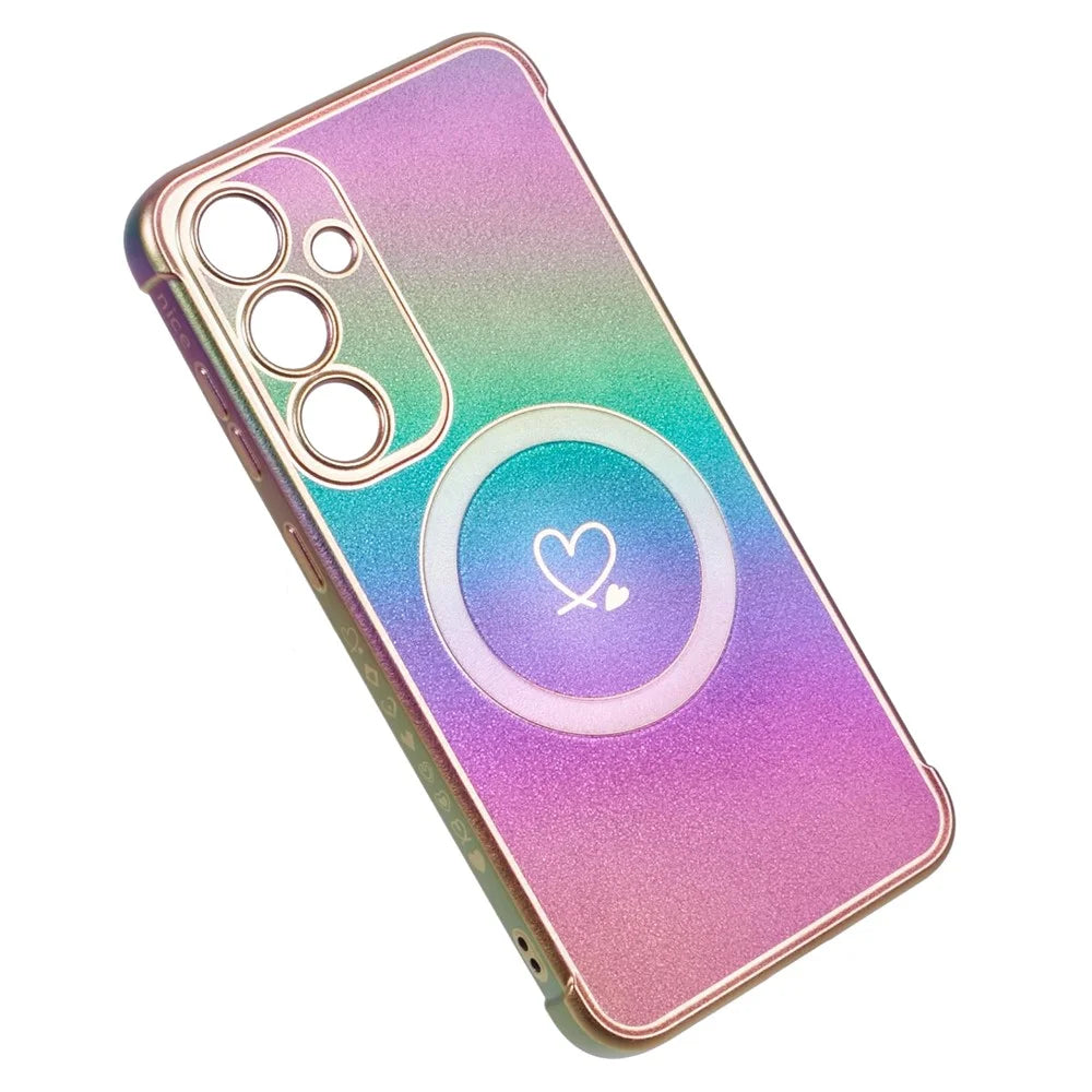 For Samsung Galaxy S25+ Magnetic Case TPU Gradient Electroplated Phone Cover - Colorful - 6