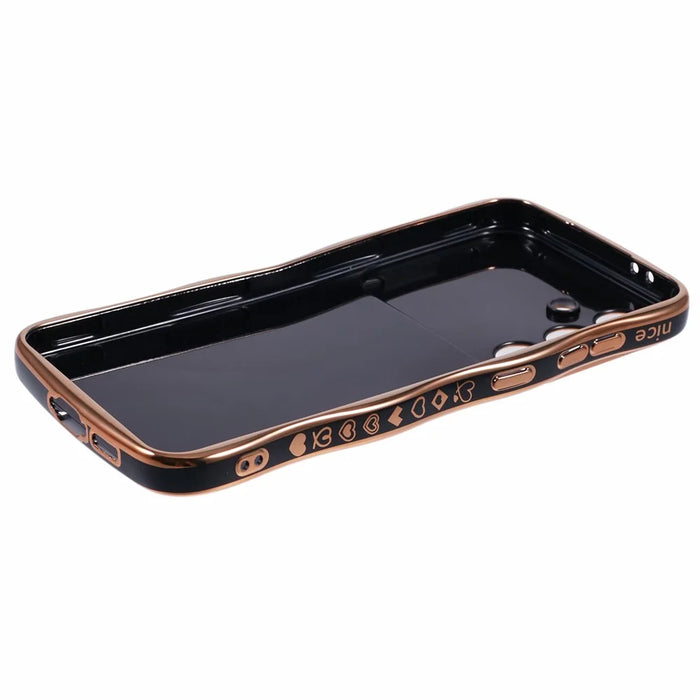 For Samsung Galaxy S25+ Case Love Hearts TPU Phone Cover Curly Wave Frame Large Window - Black - 4