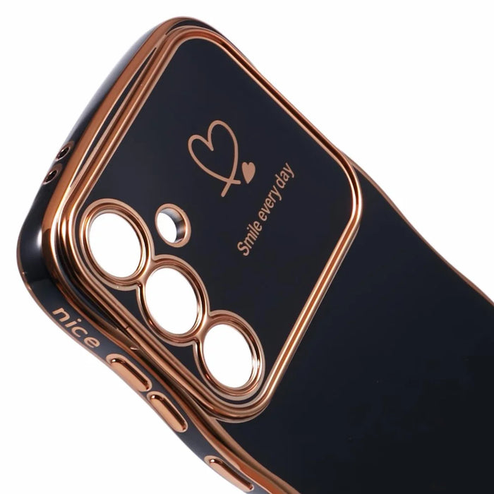 For Samsung Galaxy S25+ Case Love Hearts TPU Phone Cover Curly Wave Frame Large Window - Black - 6