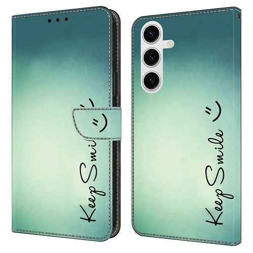 For Samsung Galaxy S25 Case PU Leather Wallet Phone Cover with Stand - Keep Smile - 1