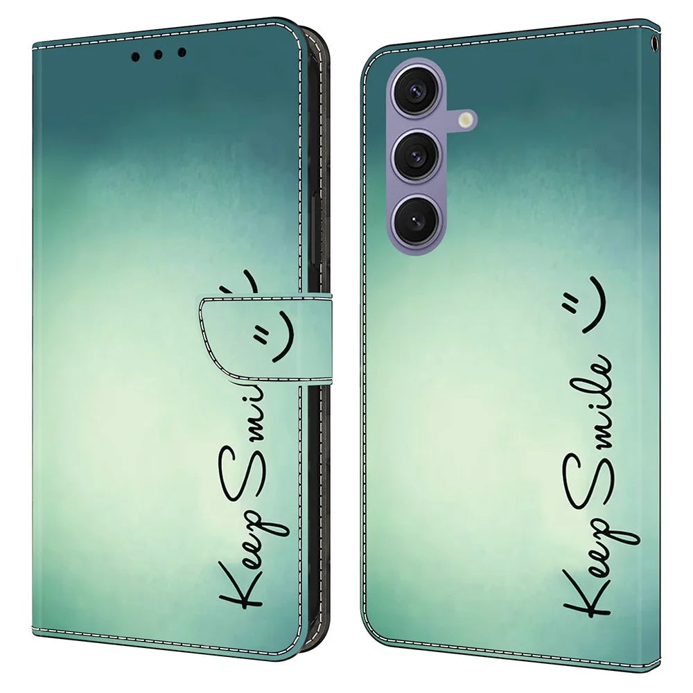 For Samsung Galaxy S25+ Case PU Leather Wallet Phone Cover with Stand - Keep Smile - 1