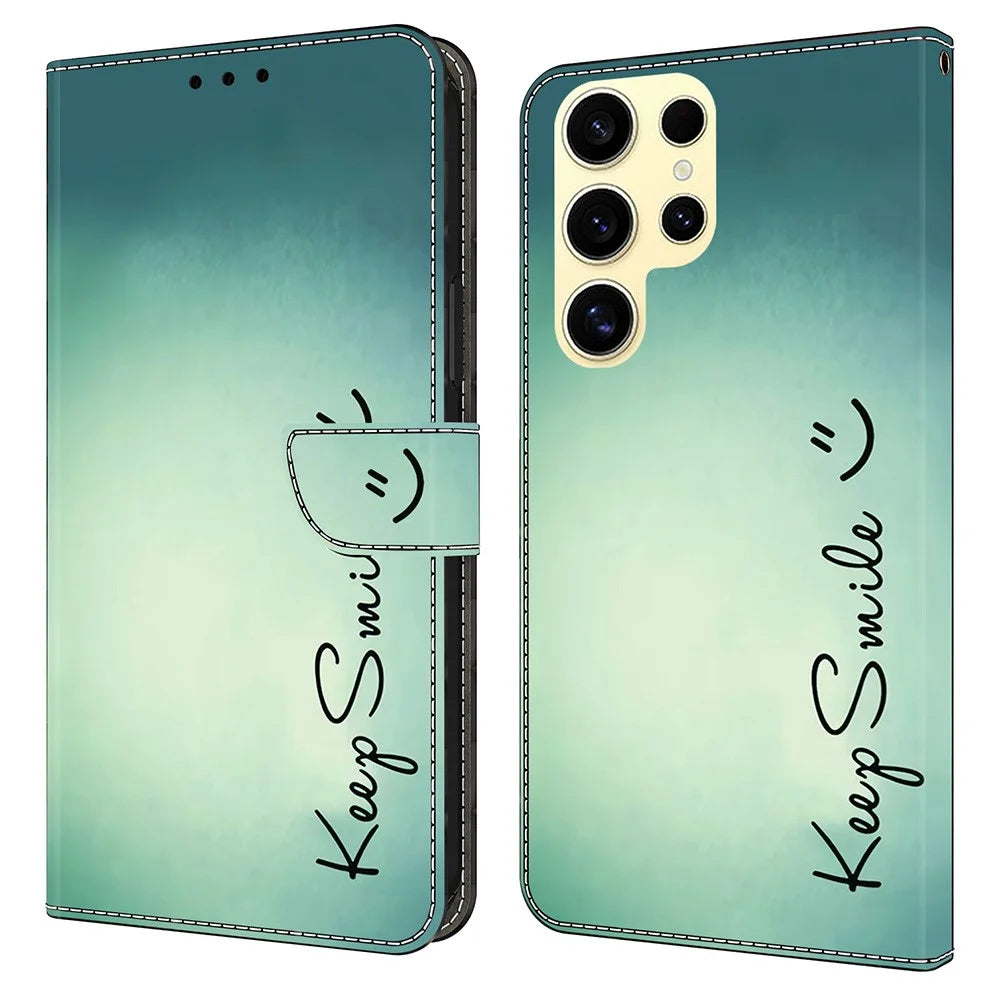 For Samsung Galaxy S25 Ultra Case PU Leather Wallet Phone Cover with Stand - Keep Smile - 1