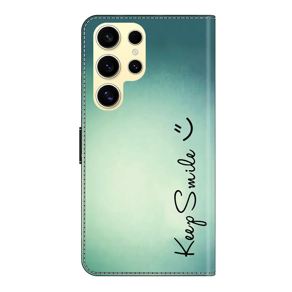 For Samsung Galaxy S25 Ultra Case PU Leather Wallet Phone Cover with Stand - Keep Smile - 6
