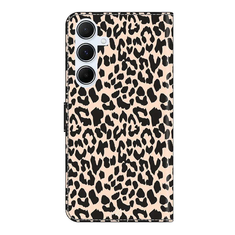 For Samsung Galaxy A36 5G / A56 5G Case Pattern Printed Protective Cover TPU+PU Leather Flip Phone Case - Leopard Print - 6