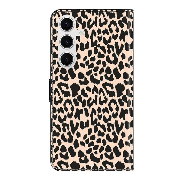 For Samsung Galaxy S24 FE Case Pattern Printed Protective Cover TPU+PU Leather Flip Phone Case - Leopard Print - 6