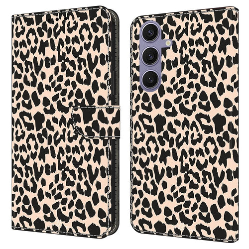 For Samsung Galaxy S25+ Case Pattern Printed Protective Cover TPU+PU Leather Flip Phone Case - Leopard Print - 1