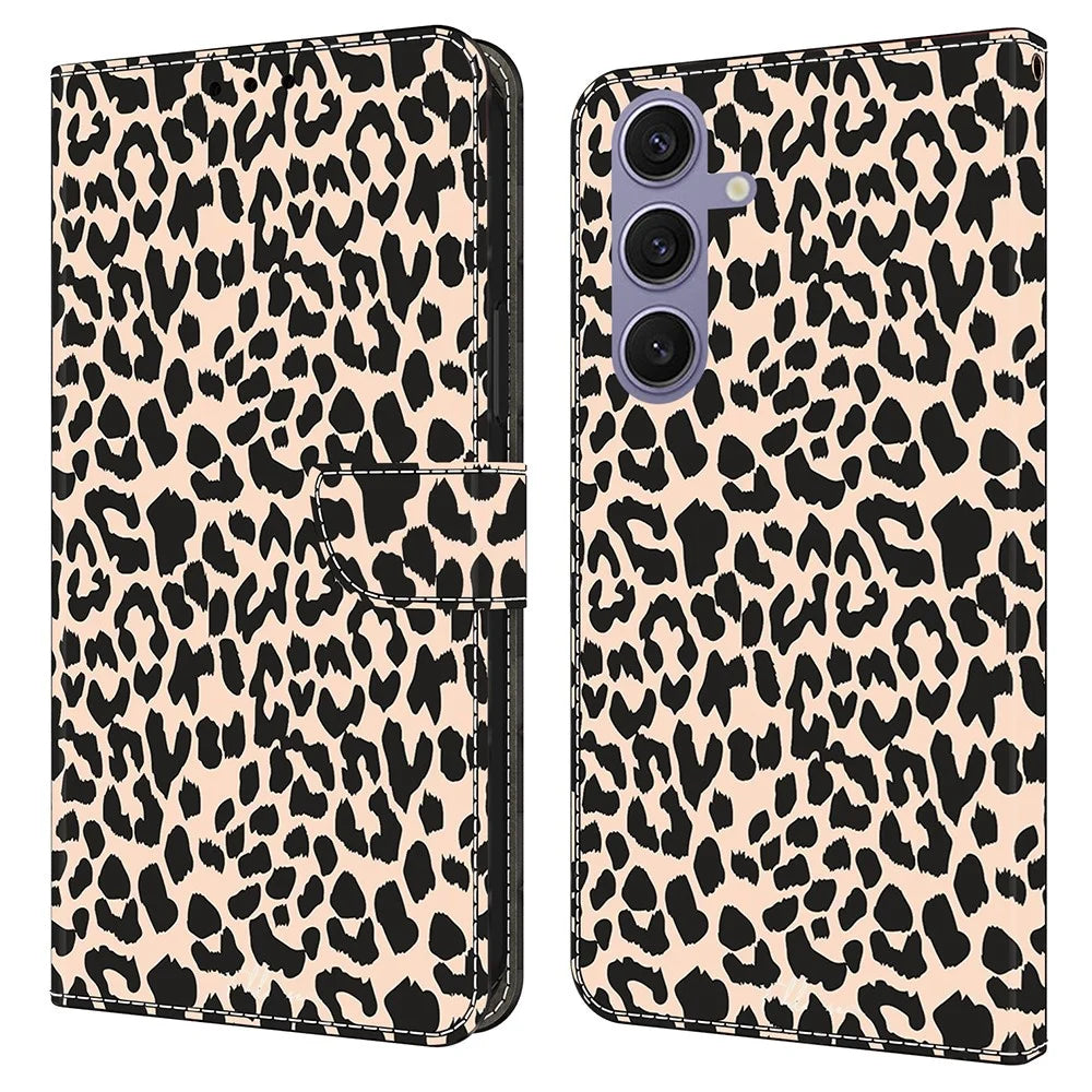 For Samsung Galaxy S25+ Case Pattern Printed Protective Cover TPU+PU Leather Flip Phone Case - Leopard Print - 1