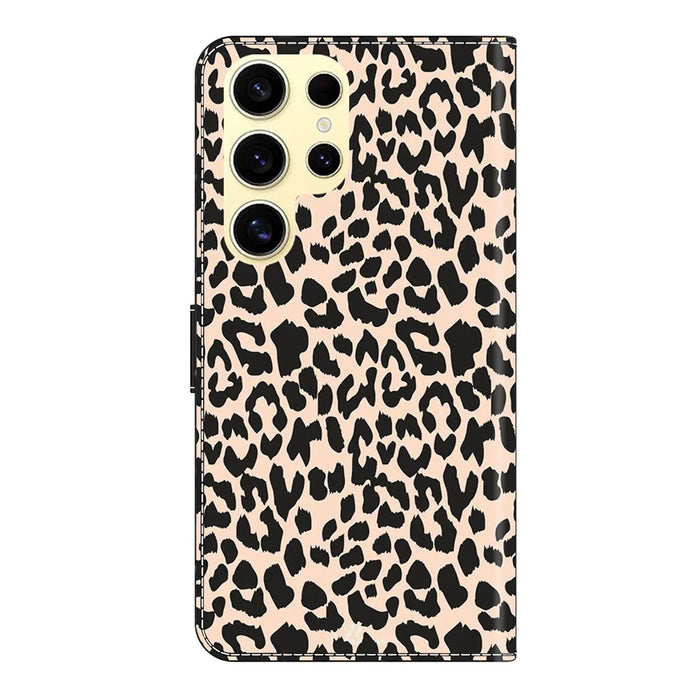 For Samsung Galaxy S25 Ultra Case Pattern Printed Protective Cover TPU+PU Leather Flip Phone Case - Leopard Print - 6