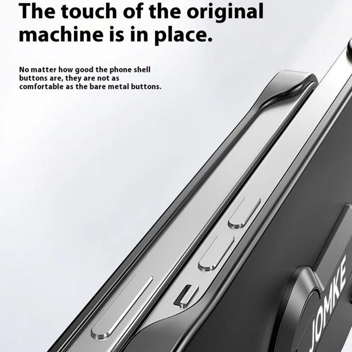 For iPhone 14 Case Hard PC Frameless Baking Paint Kickstand Phone Cover - Black - 5