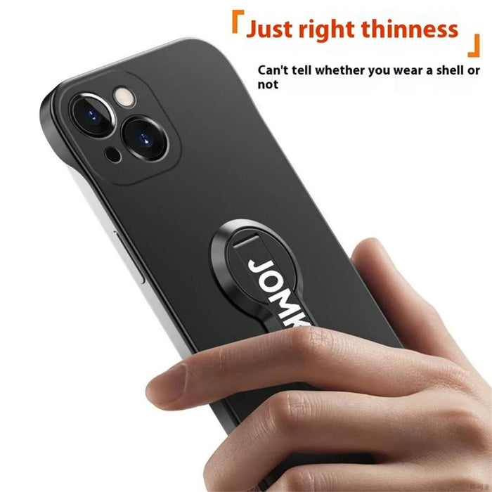 For iPhone 13 Case Hard PC Frameless Baking Paint Kickstand Phone Cover - Black - 7