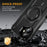 For iPhone 16 Plus Case Compatible with MagSafe Metal Lens Frame Kickstand PC+TPU Mobile Cover - Black - 6