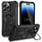 For iPhone 14 Pro Case Compatible with MagSafe Metal Lens Frame Kickstand PC+TPU Mobile Cover - Black - 1