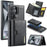 DG.MING M6 Series For Samsung Galaxy S25 Ultra Case Magnetic Wallet PU+PC+TPU Phone Cover - Black - 1