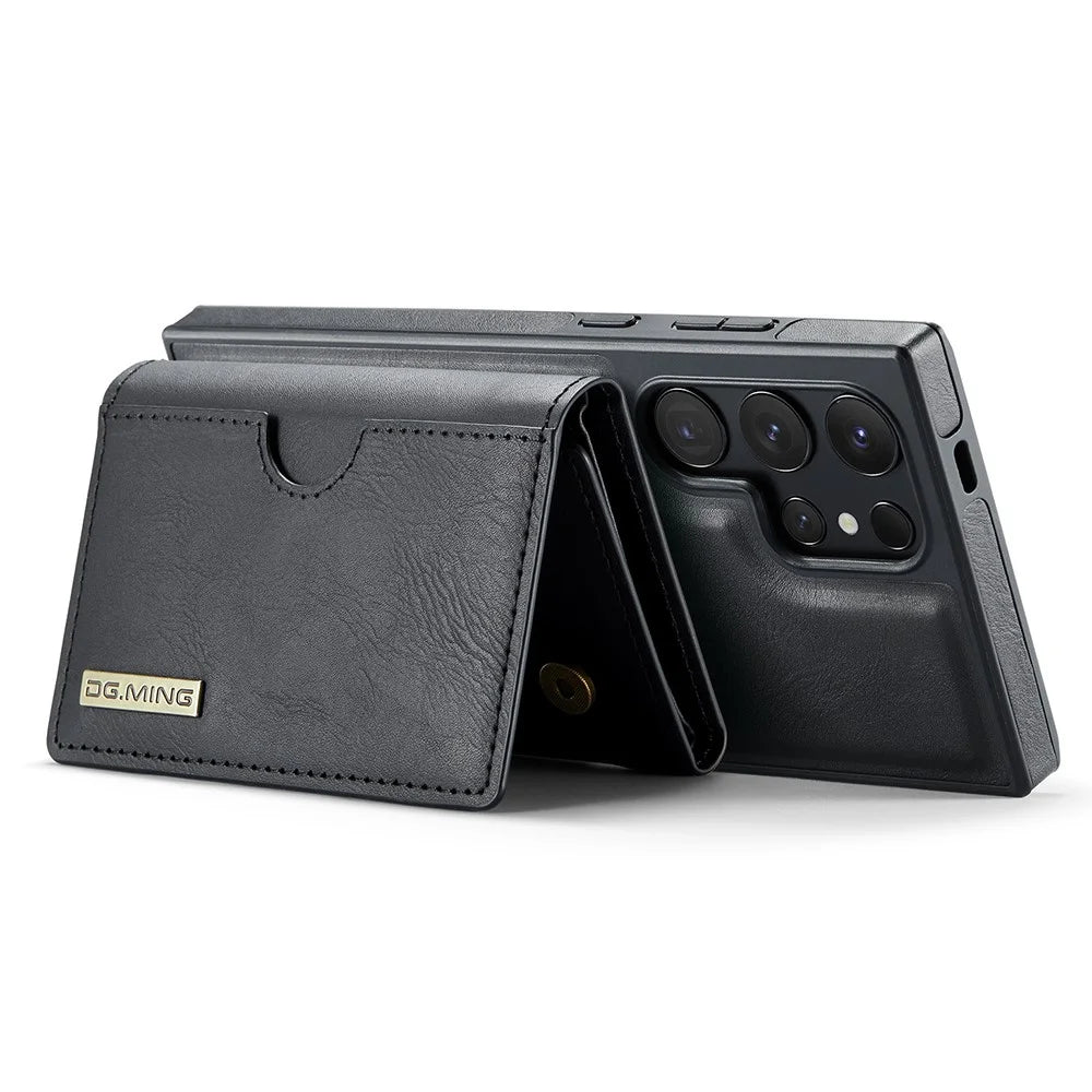 DG.MING M6 Series For Samsung Galaxy S25 Ultra Case Magnetic Wallet PU+PC+TPU Phone Cover - Black - 4