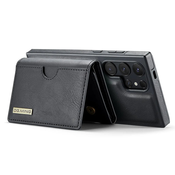 DG.MING M6 Series For Samsung Galaxy S25 Ultra Case Magnetic Wallet PU+PC+TPU Phone Cover - Black - 4