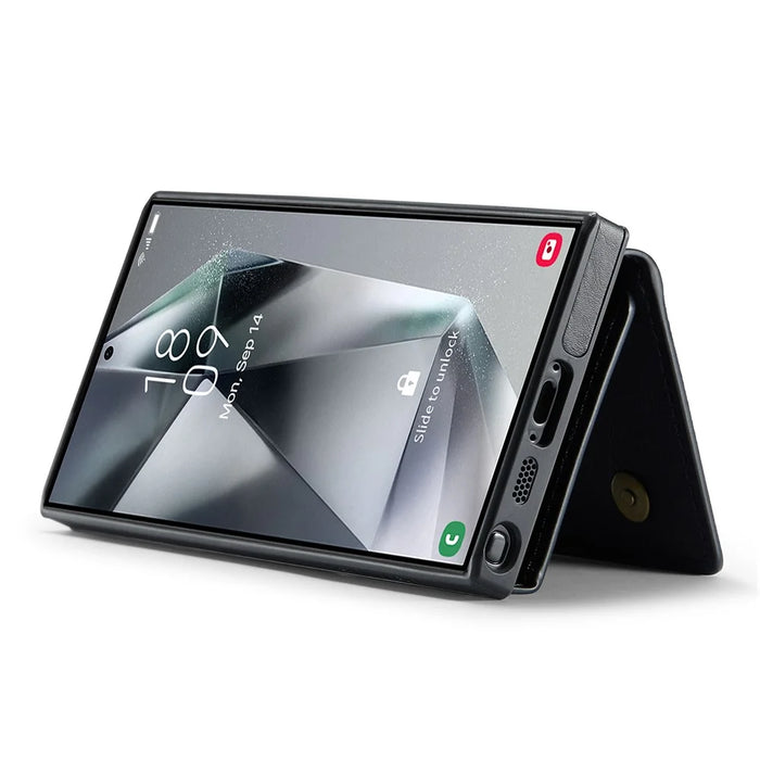 DG.MING M6 Series For Samsung Galaxy S25 Ultra Case Magnetic Wallet PU+PC+TPU Phone Cover - Black - 5
