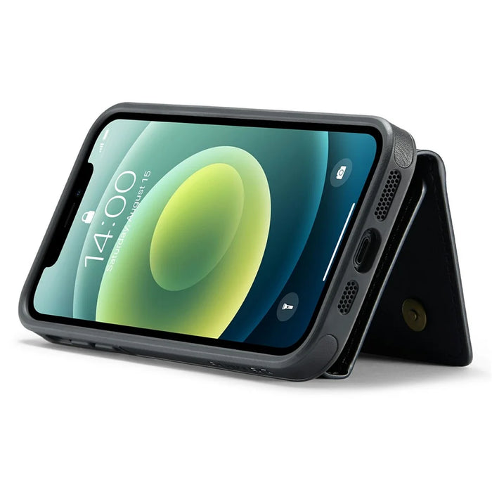 DG.MING M6 Series For iPhone 12 / 12 Pro Case Magnetic Wallet PU+PC+TPU Phone Cover - Black - 5